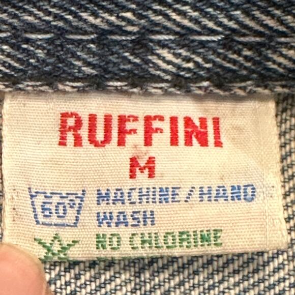 Vintage Ruffini Women’s Size Medium Acid Washed Jean Jacket Unique PocketSleeves - Picture 3 of 10